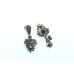 Earrings Silver 925 Sterling Dangle Drop Women Marcasite & Red Onyx Stone B600